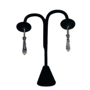 Bixby Sterling Silver W/18k Gold Accents Tanzanite and Cz Earrings- 5.9g